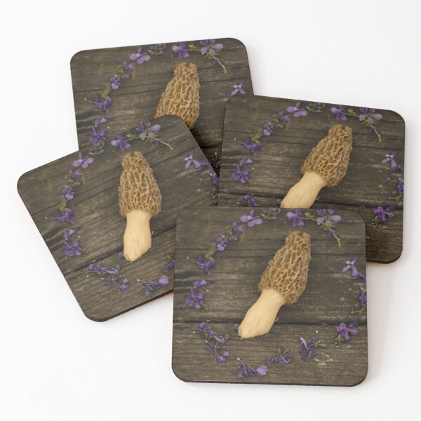 Item preview, Morel Mushroom with Purple Flowers designed and sold by katevernaphoto.