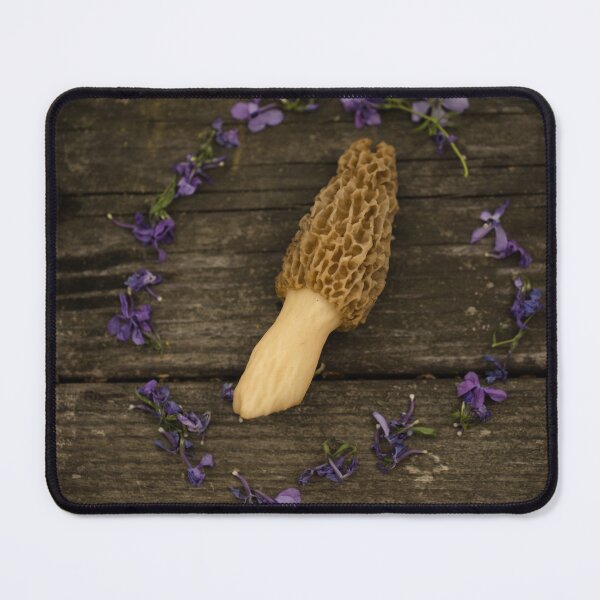 Item preview, Morel Mushroom with Purple Flowers designed and sold by katevernaphoto.