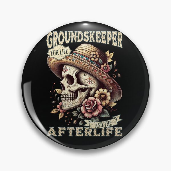 Item preview, Groundskeeper for Life and the Afterlife Sugar Skull Día de los Muertos designed and sold by QuirkPrint.