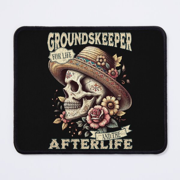 Item preview, Groundskeeper for Life and the Afterlife Sugar Skull Día de los Muertos designed and sold by QuirkPrint.