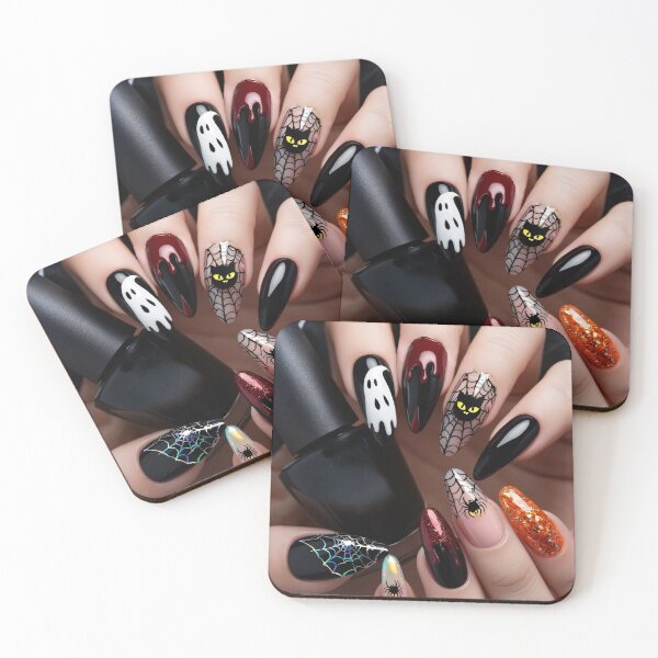 Item preview, Close-Up Designed Halloween Nail Art on Almond-Shaped Nails designed and sold by Khala.
