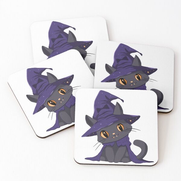 Item preview, Black cat in a witch hat. Kitten with big eyes in wizard headwear. It can be used for designs like Halloween, magic designed and sold by KateArt26.