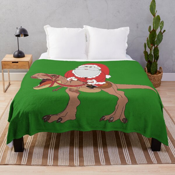 Item preview,  Santa Claus is riding a dinosaur T-rex designed and sold by MadSnail-Design.