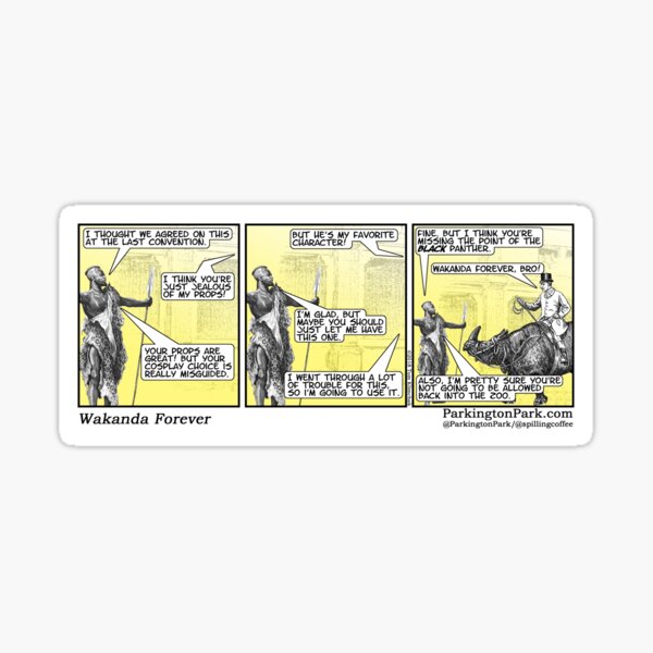 Wakanda Forever Cosplay Parody Comic Sticker