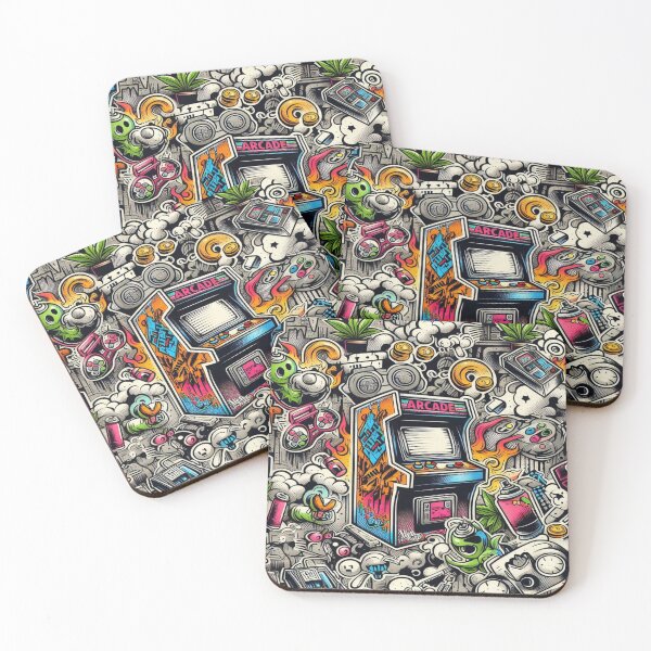 Item preview, Retro Arcade Doodle Graffiti designed and sold by Imaginarium of Chaos falcon88 .