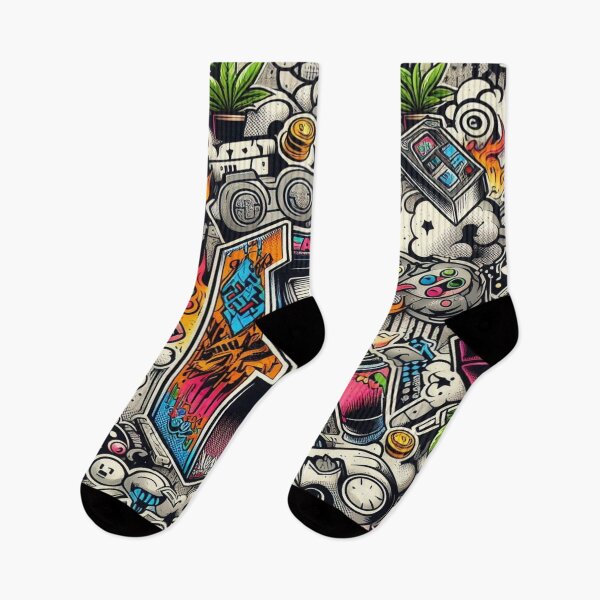 Item preview, Retro Arcade Doodle Graffiti designed and sold by Imaginarium of Chaos falcon88 .