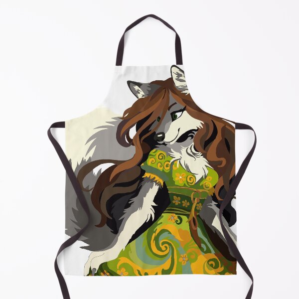 Item preview, Swirly & Flowery Elegant Green Dress Wolf Woman designed and sold by KlakkDrawsStuff.