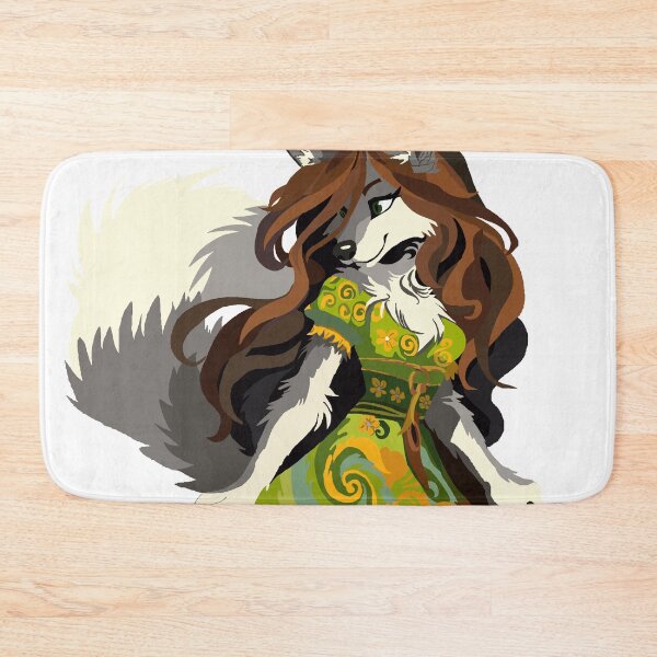 Item preview, Swirly & Flowery Elegant Green Dress Wolf Woman designed and sold by KlakkDrawsStuff.