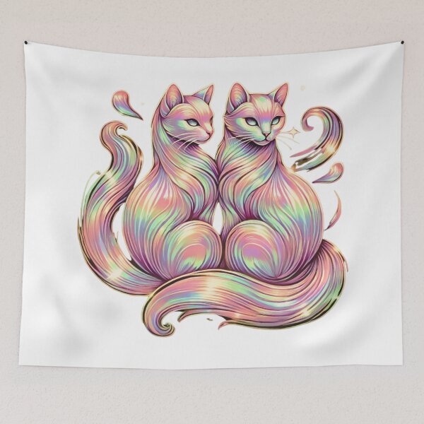 Item preview, Two Cats in a Holographic Embrace designed and sold by branaghbel.