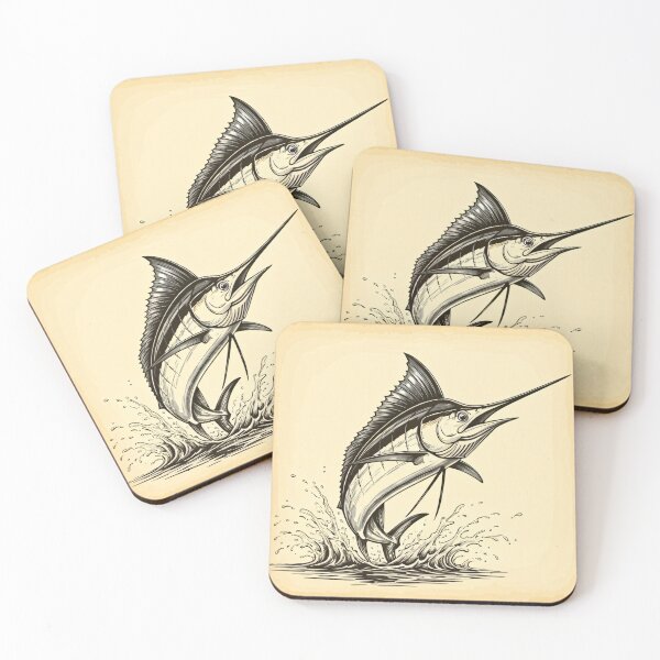 Item preview, Vibrant marlin leaps from water in dynamic motion designed and sold by homydesign.