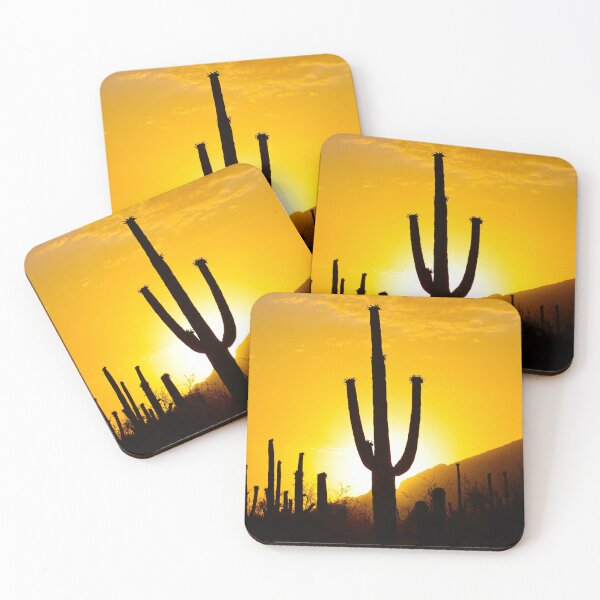 Item preview, Bright Yellow Sunset With Saguaro Cacti designed and sold by simonjayphotos.
