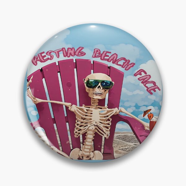 Item preview, Resting Beach Face - Skeleton on Vacation Art designed and sold by gleefulme.