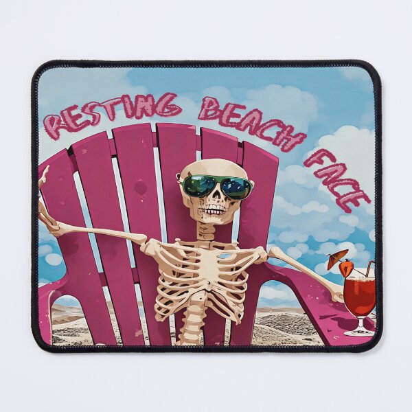 Item preview, Resting Beach Face - Skeleton on Vacation Art designed and sold by gleefulme.