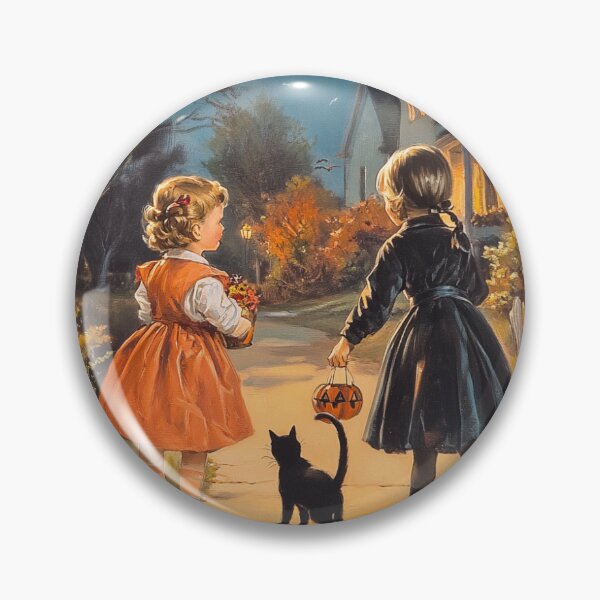 Item preview, Vintage Halloween 1940's Two Friends Trick or Treating designed and sold by DigitalDabbles.