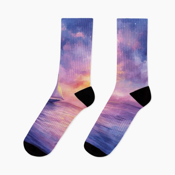 Item preview,  Sailboat Serenity: Sunset Sky in Purple and Pink designed and sold by bAIryBarn.