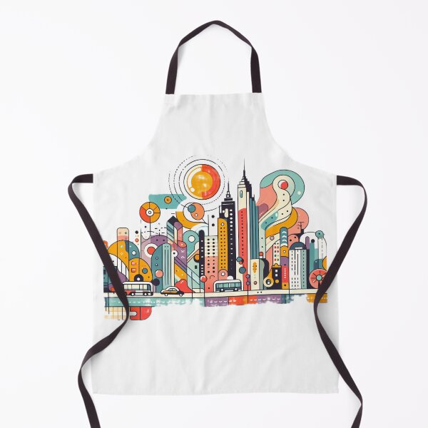 Item preview, A colorful abstract illustration of a bustling cityscape with skyscrapers, vehicles, and a vibrant sunset designed and sold by homydesign.