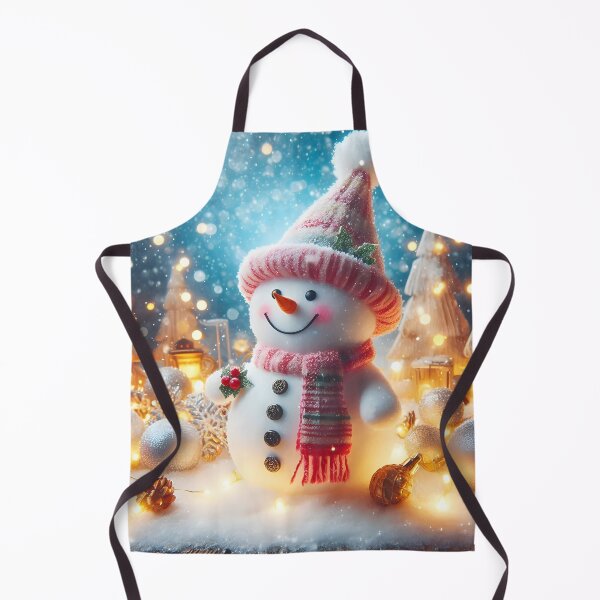 Item preview, A smiling snowman in a winter wonderland adorned with festive lights and ornaments designed and sold by homydesign.