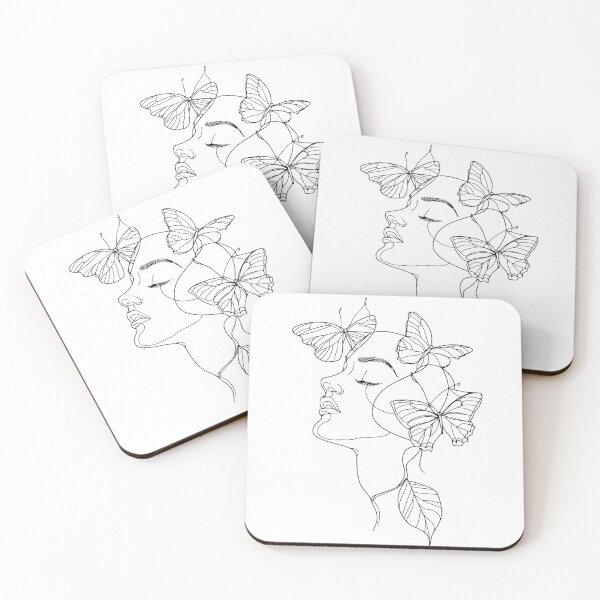 Item preview, Minimalist Woman Face Line Art with Butterflies Elegant Abstract Design designed and sold by meganohm.