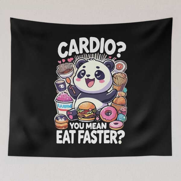 Item preview, Cardio? You Mean Eat Faster? Funny Gym Fitness Workout Panda designed and sold by chantastical.