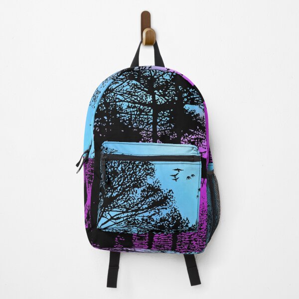 Item preview, Serene Tree Silhouette Reflecting on Magenta Pond with Birds in Blue Sky designed and sold by Fredster1966.