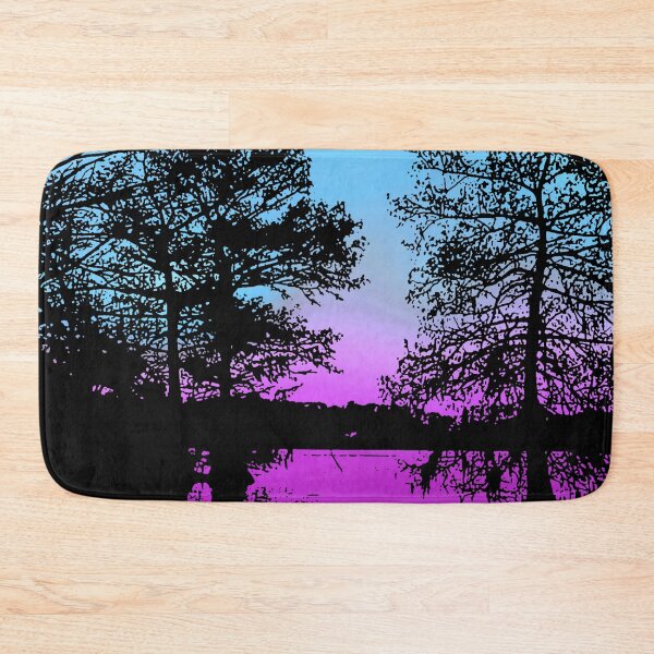 Item preview, Serene Tree Silhouette Reflecting on Magenta Pond with Birds in Blue Sky designed and sold by Fredster1966.