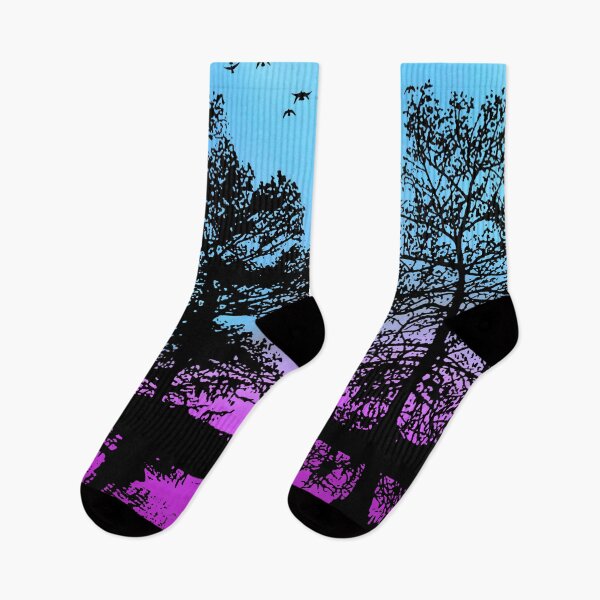 Item preview, Serene Tree Silhouette Reflecting on Magenta Pond with Birds in Blue Sky designed and sold by Fredster1966.