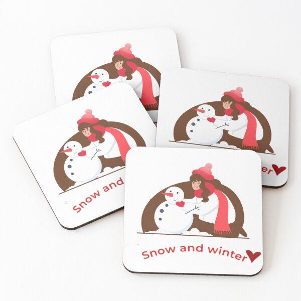 Item preview, Cute Girl Building a Snowman with a Red Scarf designed and sold by nada-art.