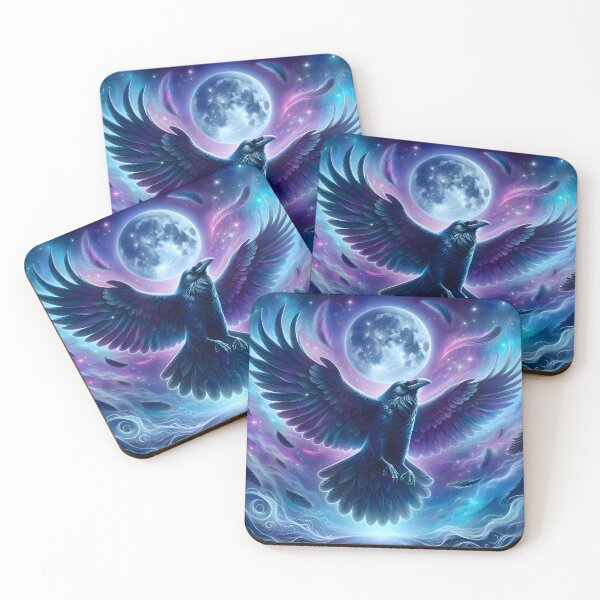 Item preview, Raven Spirit Animal Full Moon Colorful Celestial Sky designed and sold by Itaya Art.