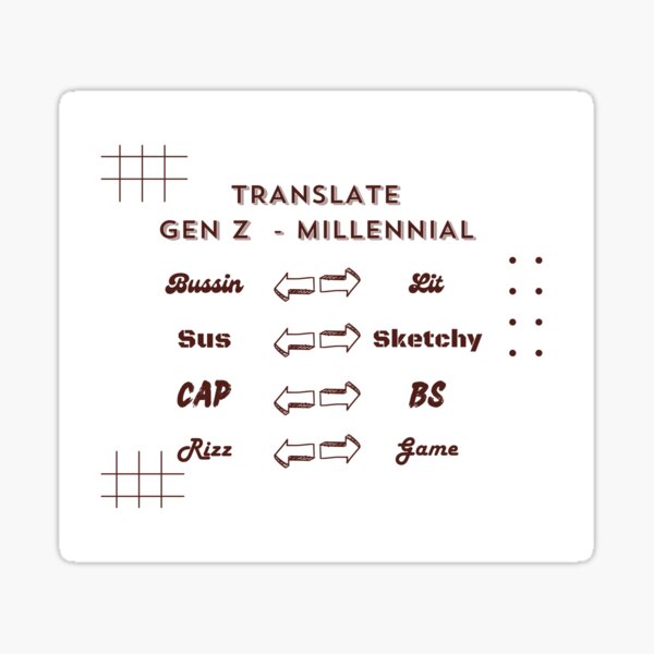 Vista previa del artículo con la obra «Guía de traducción para la generación del milenio GenZ - V1», diseñado y vendido por Advenire.