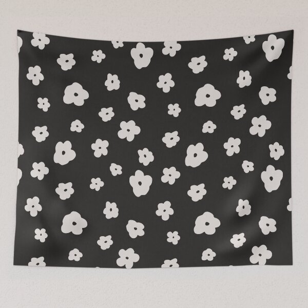 Item preview, Little Doodle Flowers Black and Cream designed and sold by WildFairyDesign.