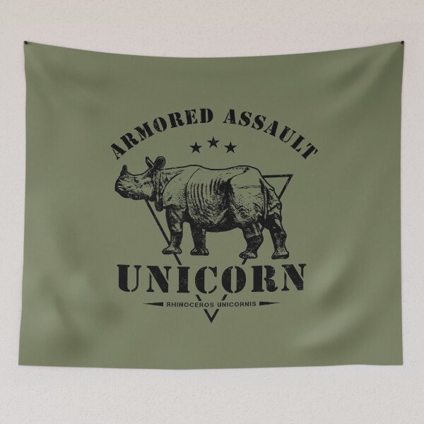 Item preview, Armored Assault Unicorn Funny Military Rhino designed and sold by RycoTokyo81.