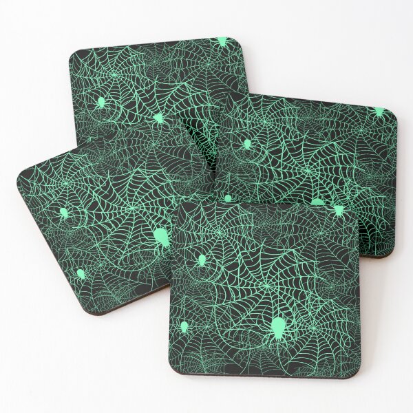 Item preview, Halloween Spider Web Pattern Teal on Black designed and sold by Jessica Erin.