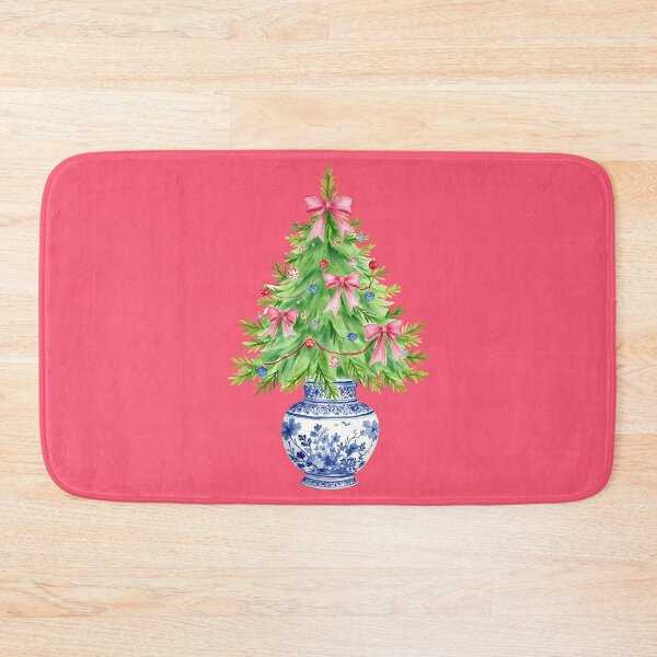 Item preview, Coquette Chinoserie Christmas Tree Pink Ribbon Bow designed and sold by Magnolia Valley Art.