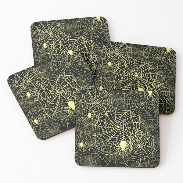 Item preview, Halloween Spider Web Pattern Banana Yellow on Black designed and sold by Jessica Erin.
