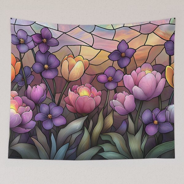 Item preview, Stained Glass of Purple Twilight Blooms designed and sold by Cozirlax.