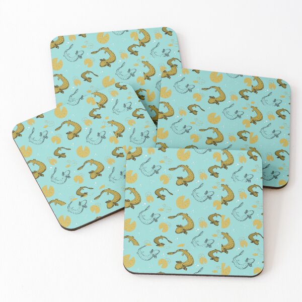 Item preview, Green Axolotl and Lily pads | Blue designed and sold by kinziminzi.