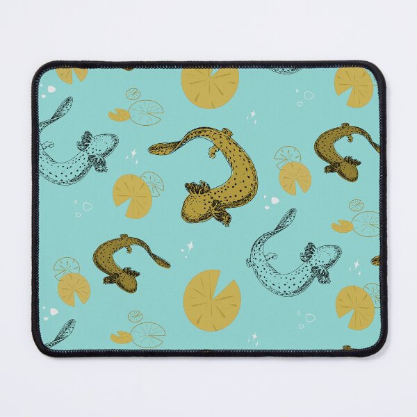 Item preview, Green Axolotl and Lily pads | Blue designed and sold by kinziminzi.