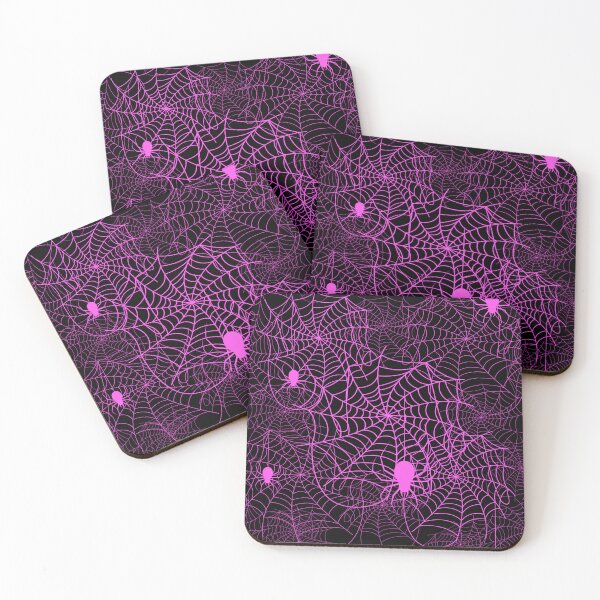 Item preview, Halloween Spider Web Pattern Purplish Pink on Black designed and sold by Jessica Erin.