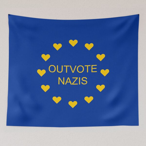 Item preview, European Union Flag with Hearts - OUTVOTE NAZIS designed and sold by Glimpse-of-Hope.