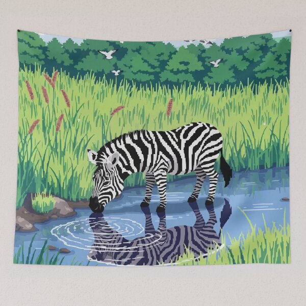 Item preview, Pixel Quench The Zebra's Sip designed and sold by NaturePixel.