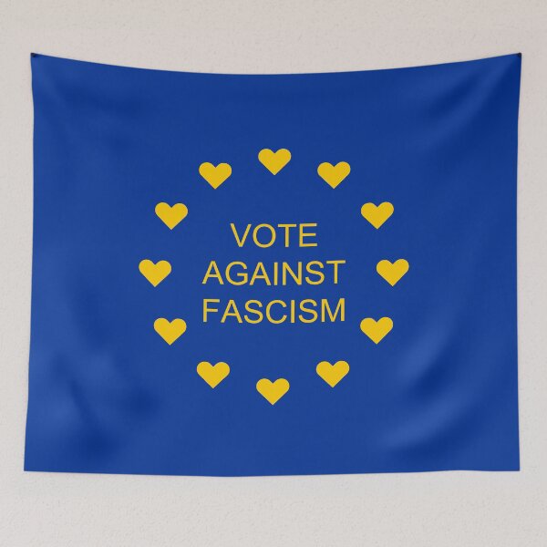 Item preview, European Union Flag with Hearts - VOTE AGAINST FASCISM designed and sold by Glimpse-of-Hope.