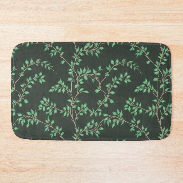 Item preview, Emerald Green Leaves Vines Pattern Dark Green Background designed and sold by burbankdesigns.