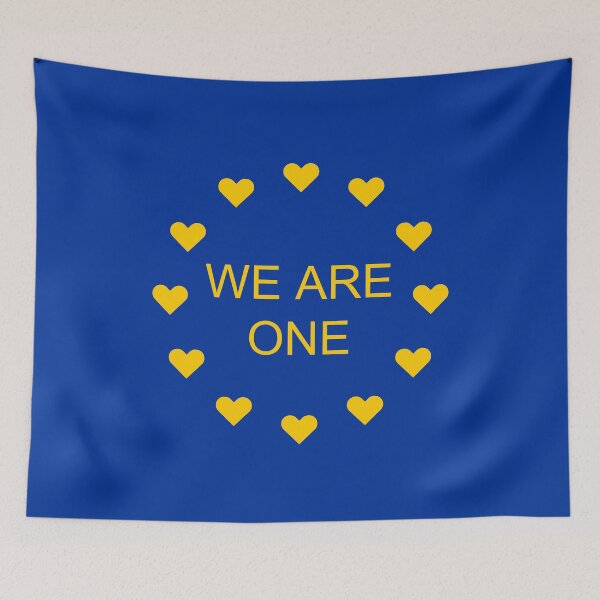 Item preview, European Union Flag with Hearts - WE ARE ONE designed and sold by Glimpse-of-Hope.