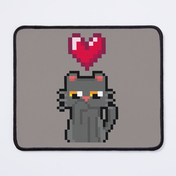 Item preview, Pixels cat Happy Grey cat Grey  designed and sold by Playful Strokes pom@pom.