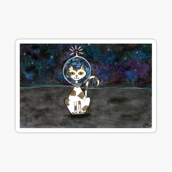 Calico Cat on the Moon Sticker