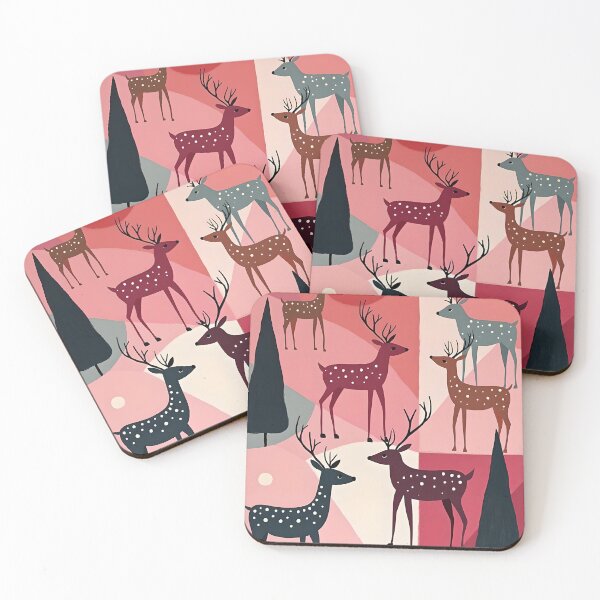 Item preview, Christmas Reindeer Pink Kitsch Retro Modern Art designed and sold by taiche.