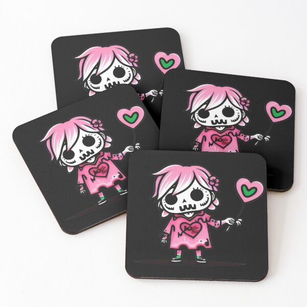 Item preview, Pink Skeleton Girl with Heart Balloon - Kawaii Love Skeleton Design designed and sold by Prime-Studio.