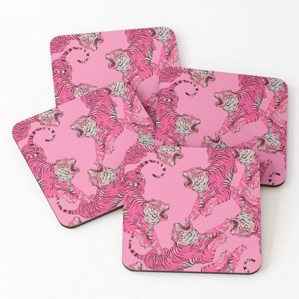 Item preview, Playful Tigers in Fuchsia Pink Bohemian Eclectic Pattern designed and sold by cadinera.