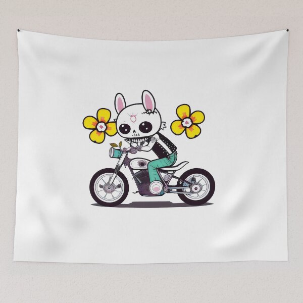 Item preview, Bunny Skeleton Rider on Motorcycle - Fun and Quirky Biker Skeleton Design designed and sold by Prime-Studio.