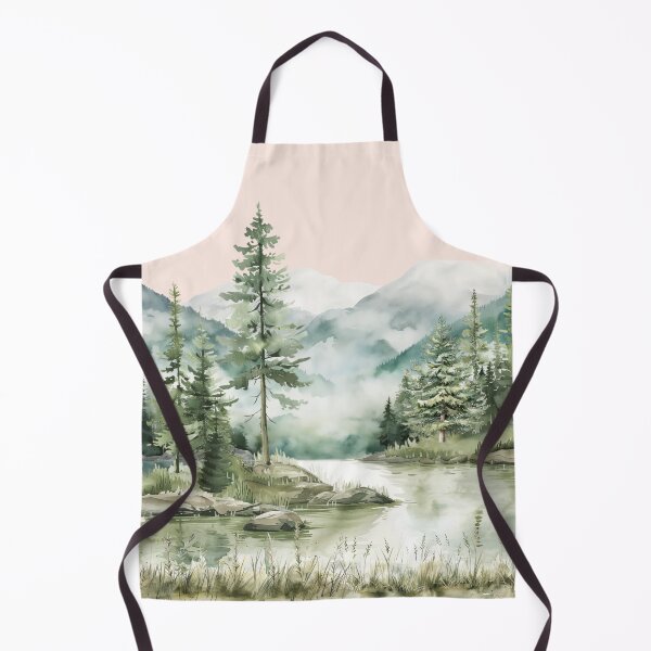 Item preview, Watercolor Pine Forest Lake mountain Aesthetic Graphic designed and sold by Nature Hues.